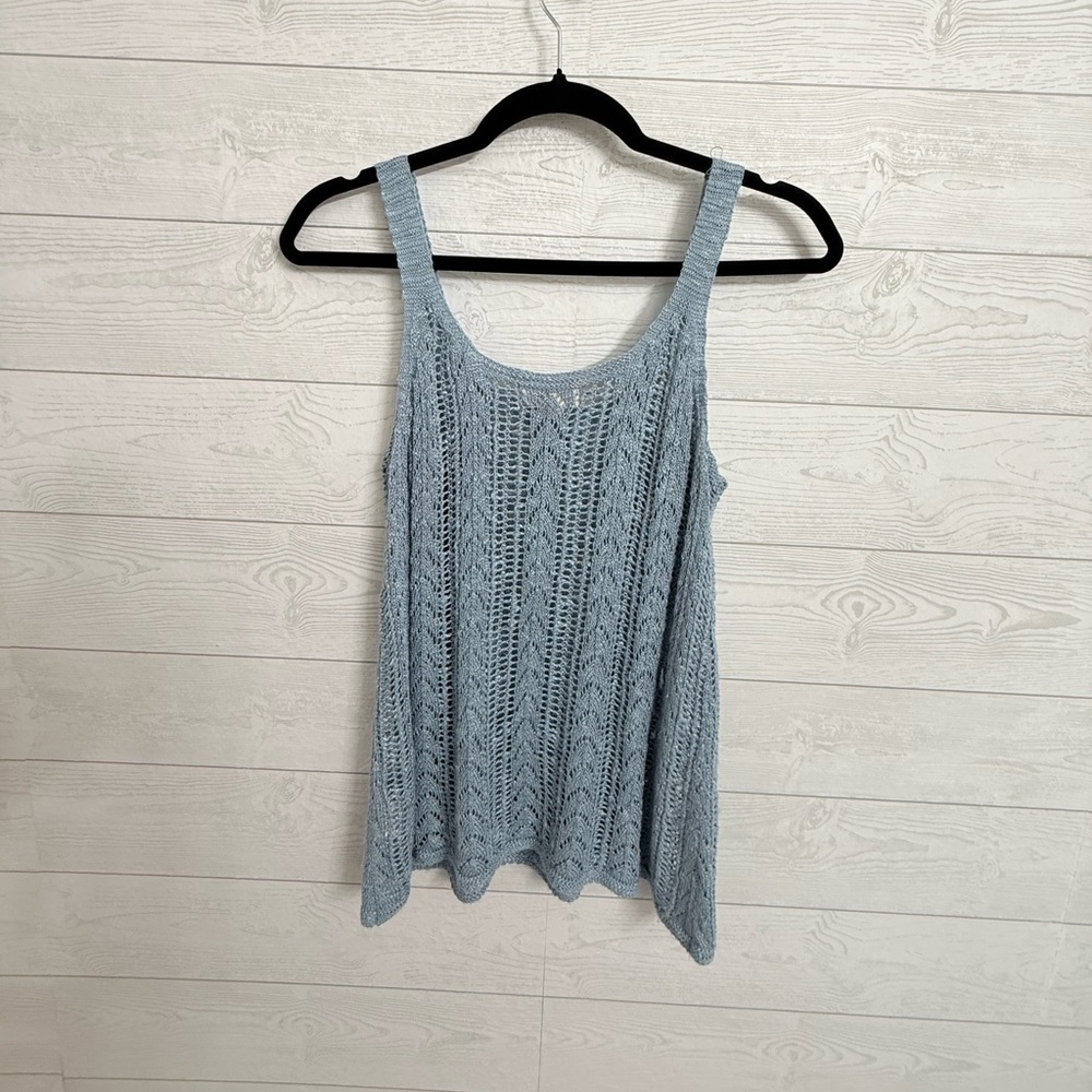 Pink Republic Women’s Blue Sleeveless Crocheted Top. Size M - Picture 3 of 6